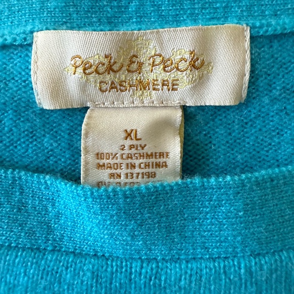 Peck And Peck 2-ply 100% Cashmere Aqua Pullover Sweater Size XL - Picture 6 of 7